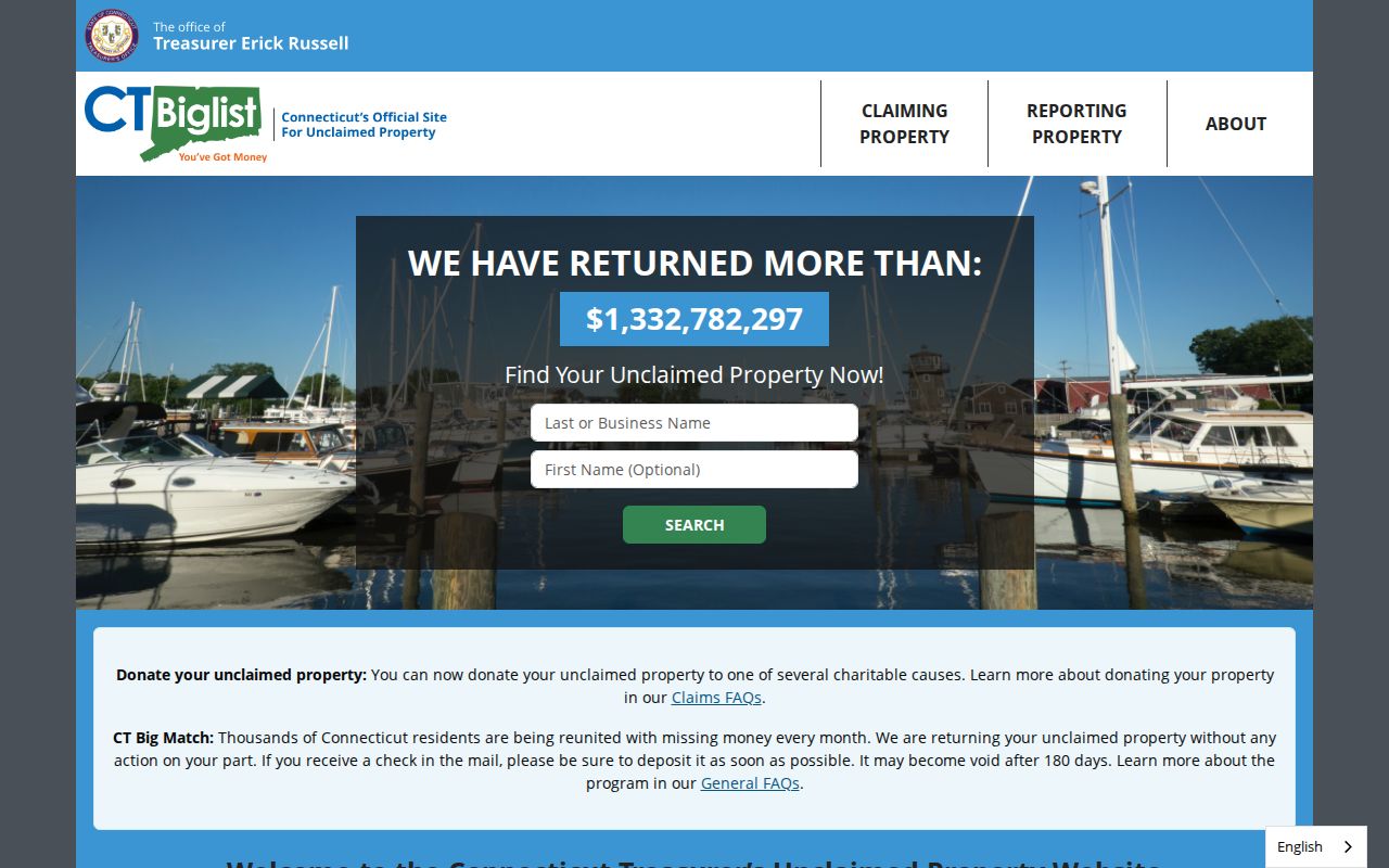 New Haven residents directory Connecticut unclaimed property search