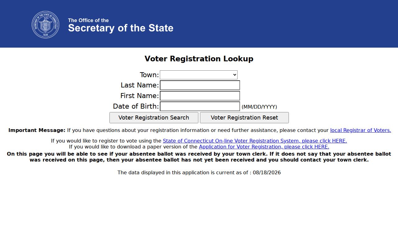New Haven residents directory Connecticut voter lookup endpoint