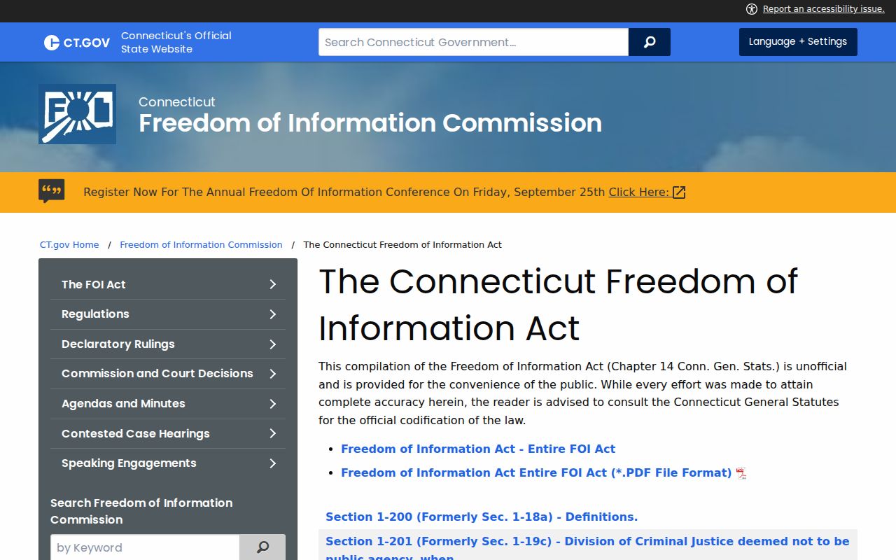 New Haven neighbors lookup Connecticut Freedom of Information Act page