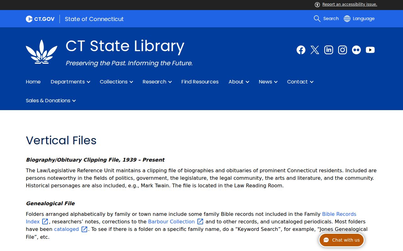 New Haven previous residents Connecticut State Library vertical files